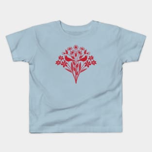 Birds perched on wildflowers Kids T-Shirt